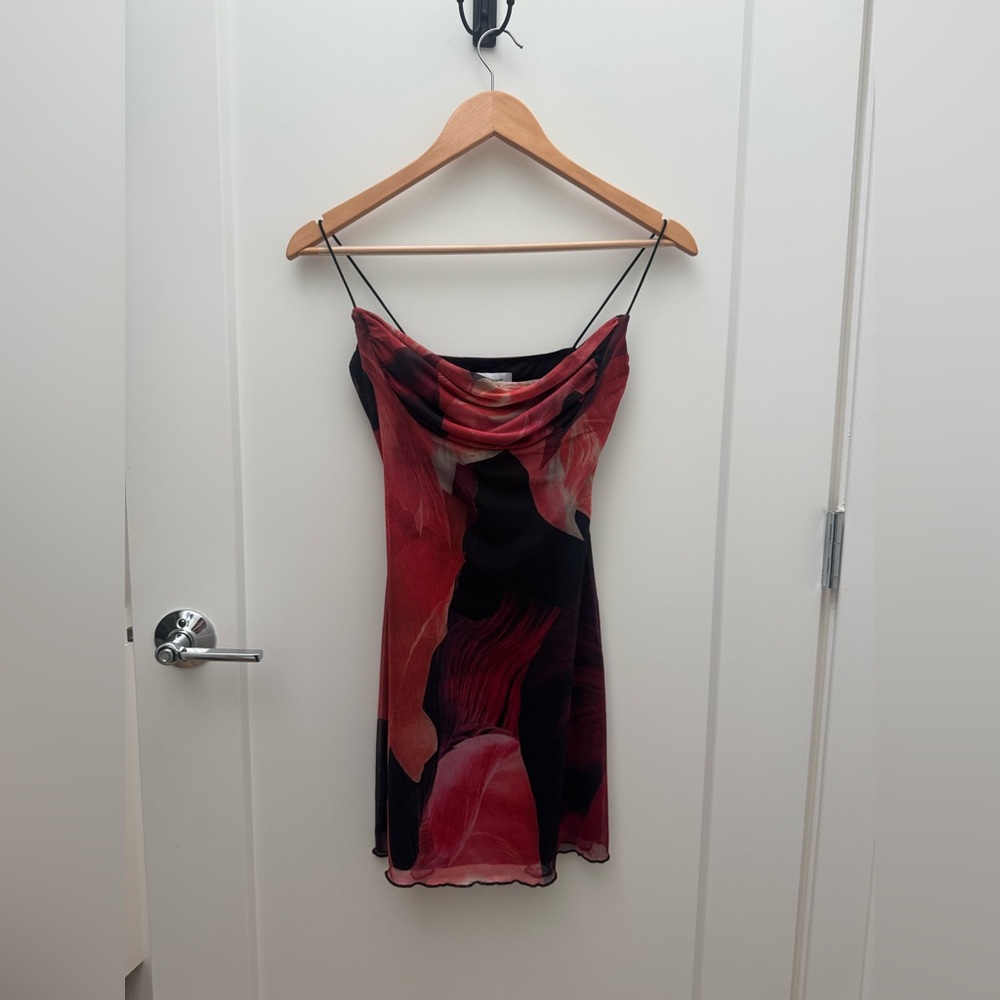 Princess Polly Red and Black Cowl Neck Dress